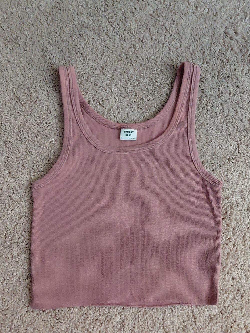 Aritzia Sunday Best Carey Cropped Ribbed Tank Top Rose